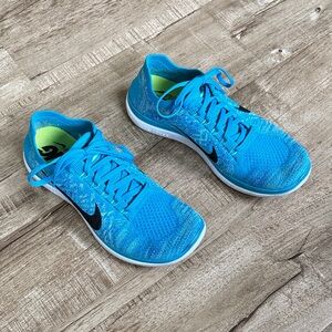 Nike Turquoise and lime flyKnit Free 4.0 Pull-on light Athletic Sneakers 9.5